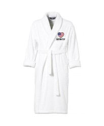 United States Flag Heart Shape Embroidery Logo with Custom Text Embroidered Bathrobes